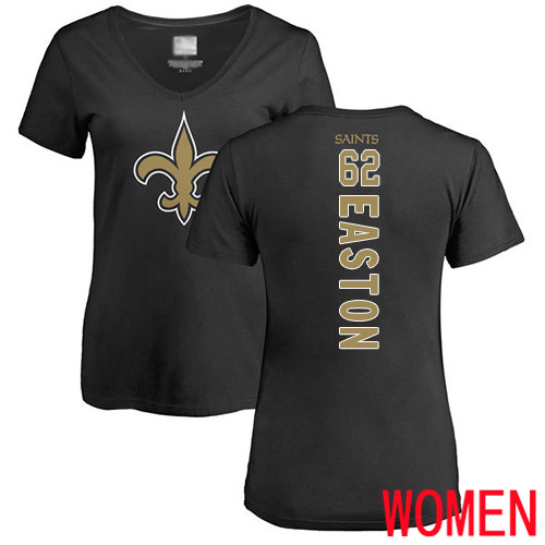 New Orleans Saints Black Women Nick Easton Backer Slim Fit NFL Football #62 T Shirt->women nfl jersey->Women Jersey